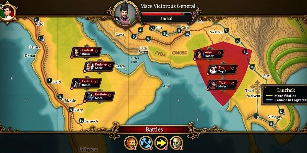 Mace Victorious General Strategic Gameplay Mace Victorious General gameplay showing strategic battle formation on a map of India